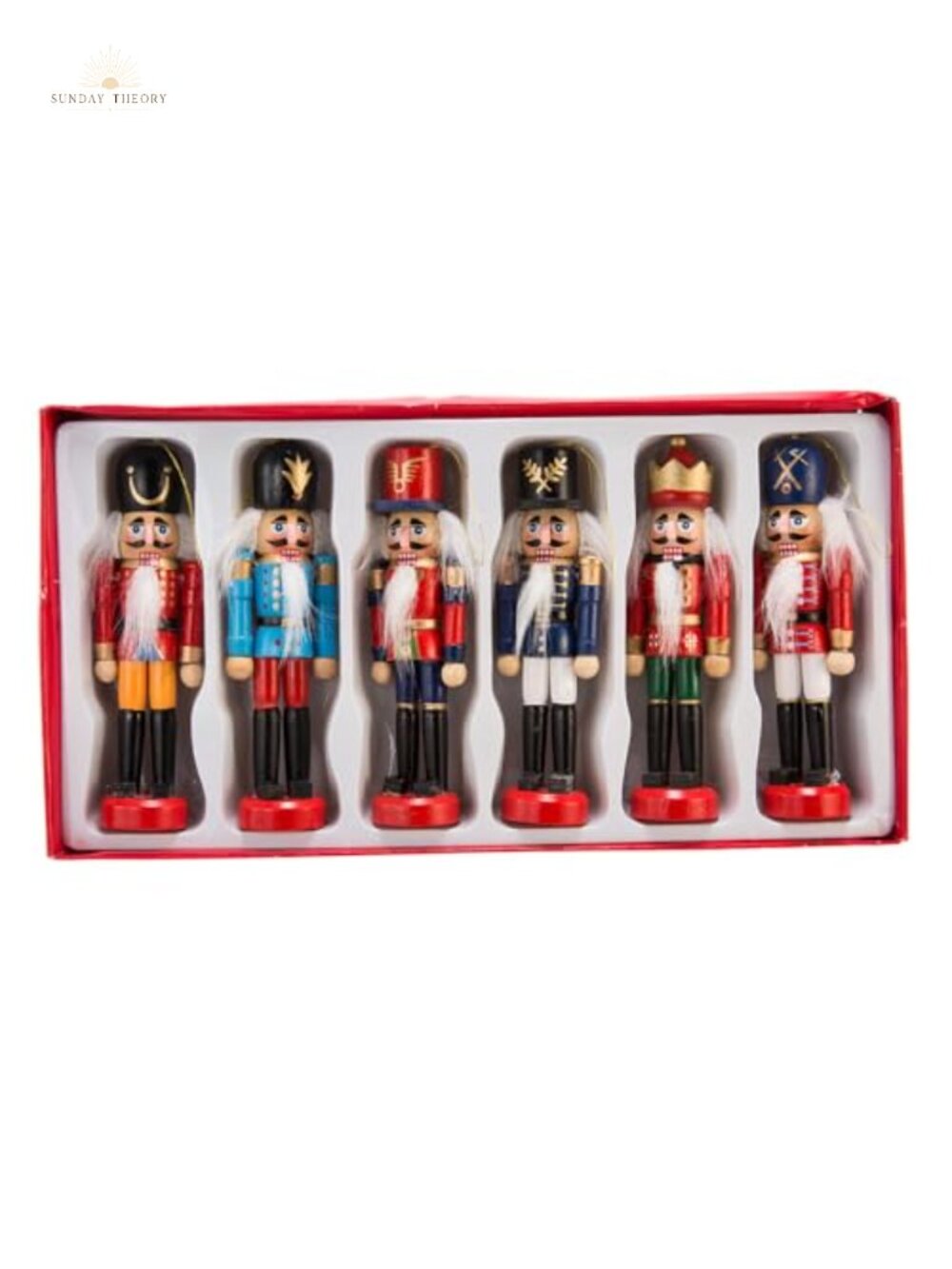 Wooden Nutcracker Ornament Set 5-inch 6 Piece Holiday Decor